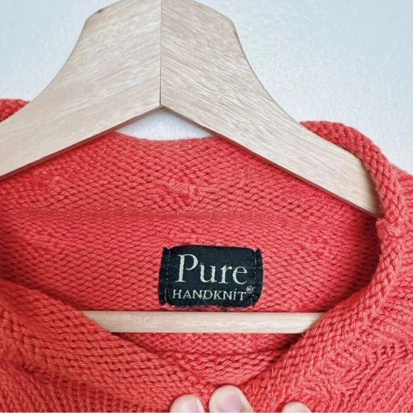 Pure Handknit Womens Size Small Mock Neck Coral  Knit Long Sleeve Tunic Sweater - Picture 11 of 15